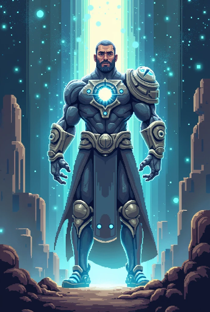 Guardian of light man made in pixel art