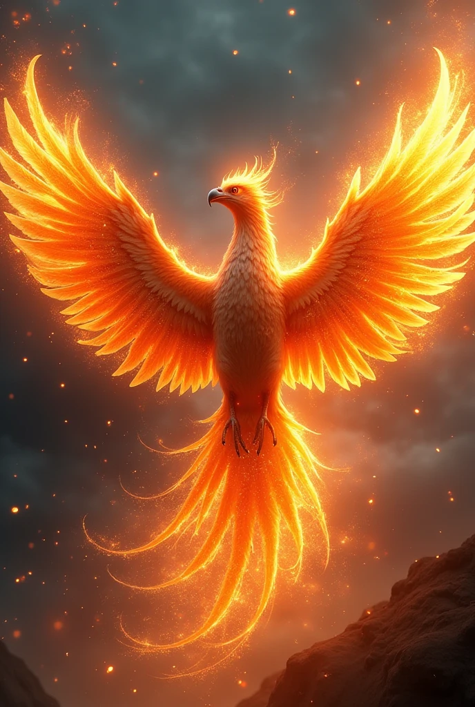 A majestic phoenix reborn from digital ashes in a blaze of holographic flames,real photo,8k
