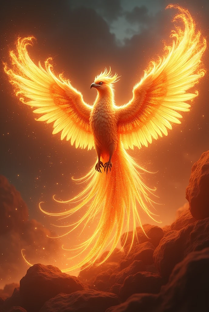 A majestic phoenix reborn from digital ashes in a blaze of holographic flames,real photo,8k