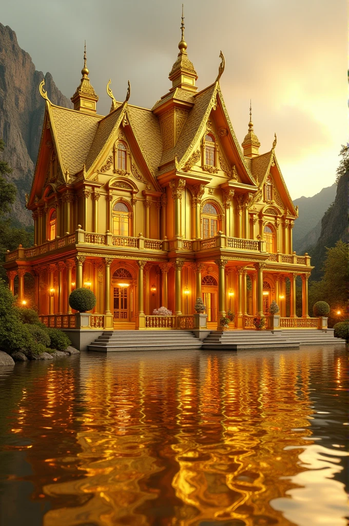 Make a video Offing house full made of gold