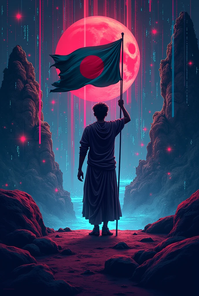Cyber community Bangladesh T shirt printed front site
Bangladesh flag in hand Background