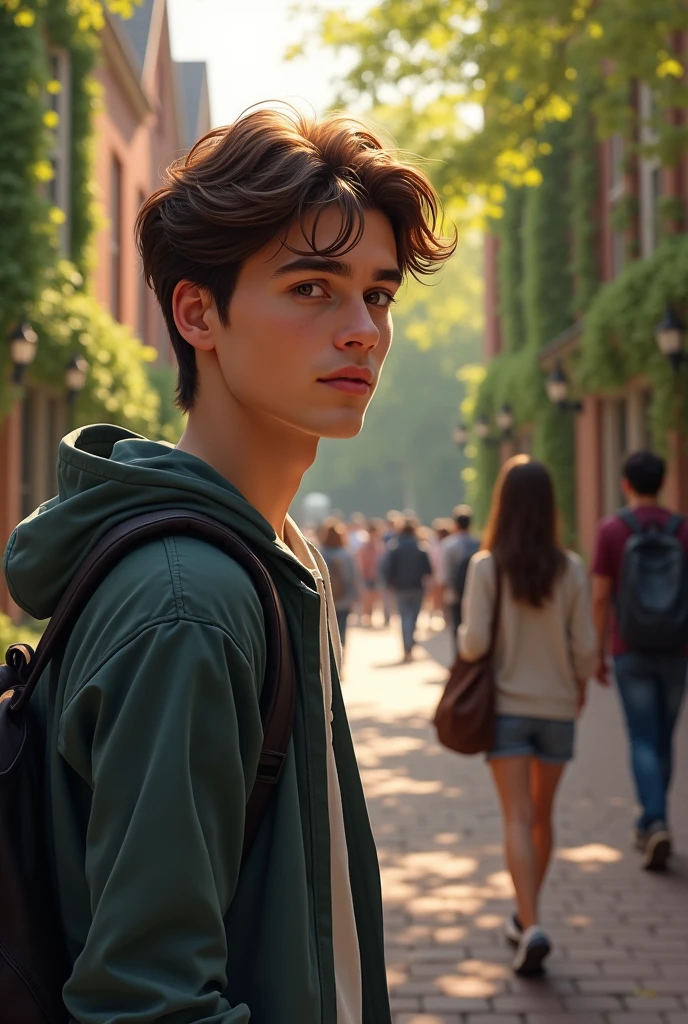 A beautiful 20 years old college boy looking to a 20 years old college girl in college