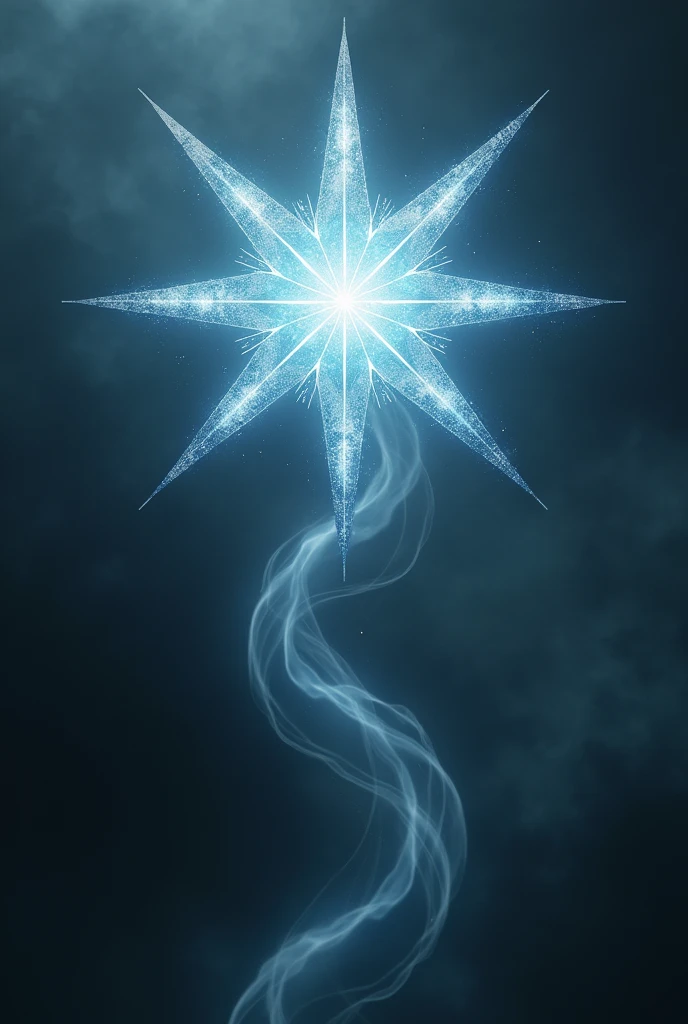 16 cornered "Northern star" with smoke in the background "4 corners bigger 4 corners smaller"