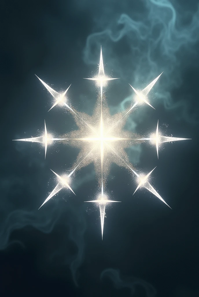 16 cornered "Northern star" with smoke in the background.