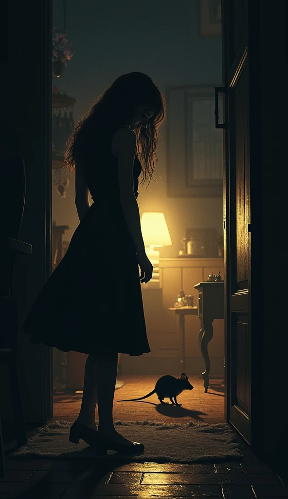 At night, she secretly catches the mouse