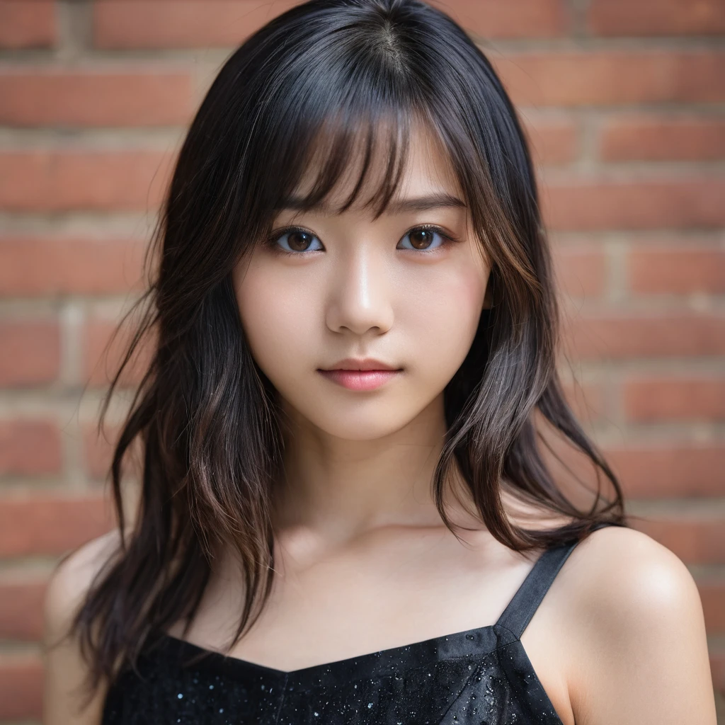 _yeld pry Japanese girl, (pure), (innocent), (small head:1.5), standing, Perfect Face, (bashful smile:1.1), (nose blush:1.5), small head, flat chest, (small buttocks(small:1.9)), (thin thighs(thin:1.9)), (pubic hair:1.3), Single, Solo, Delicate face, Looking at the viewer, grey background, Brown eyes,  (Top quality), (Masterpiece), (Ultra detail), (high resolution), (8K portrait), production art, a beautiful face that anyone can see, nsfw,