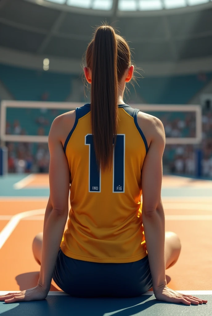 You can make a volleyball player sit with her back turned and make it look realistic.