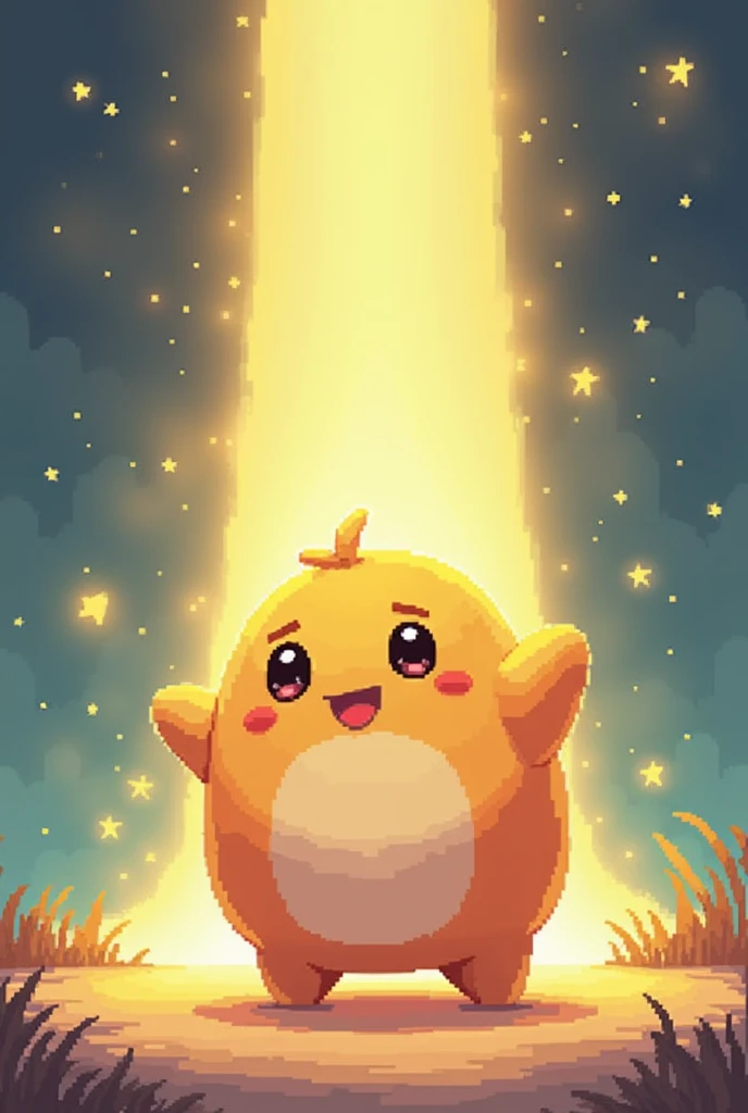 Create a 2d home short and chubby pixel Guardian of Light movement sprite