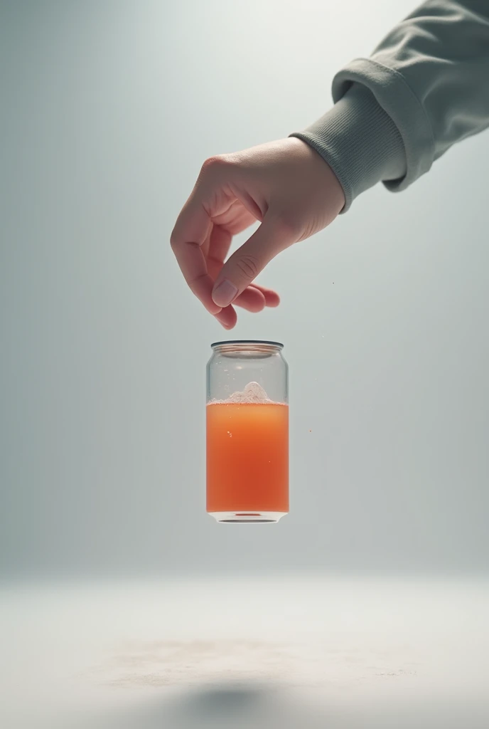 droppIng a juice can from air with hand