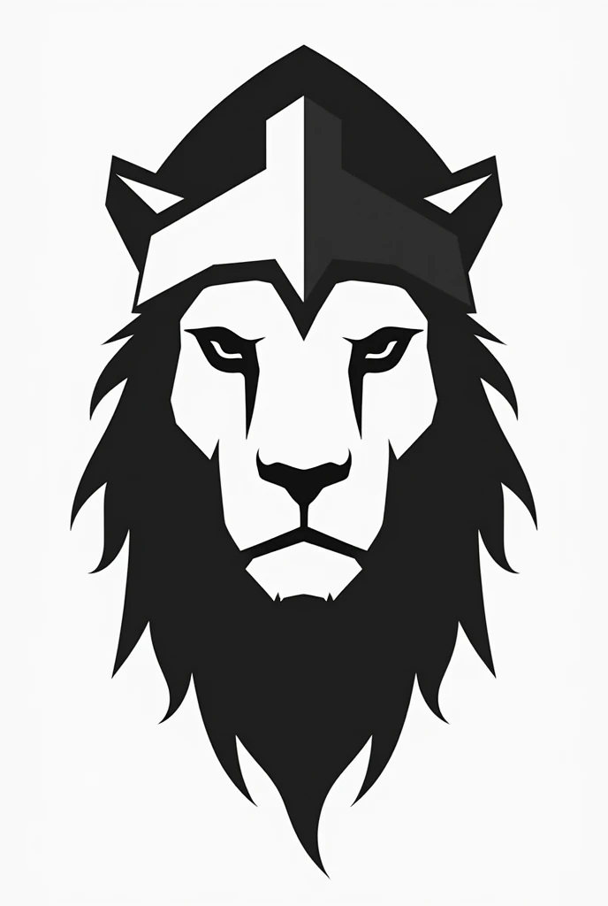 Create a clip art, just shape of the lion head that is using full spartan helmet, covering the face, color white and black, less details