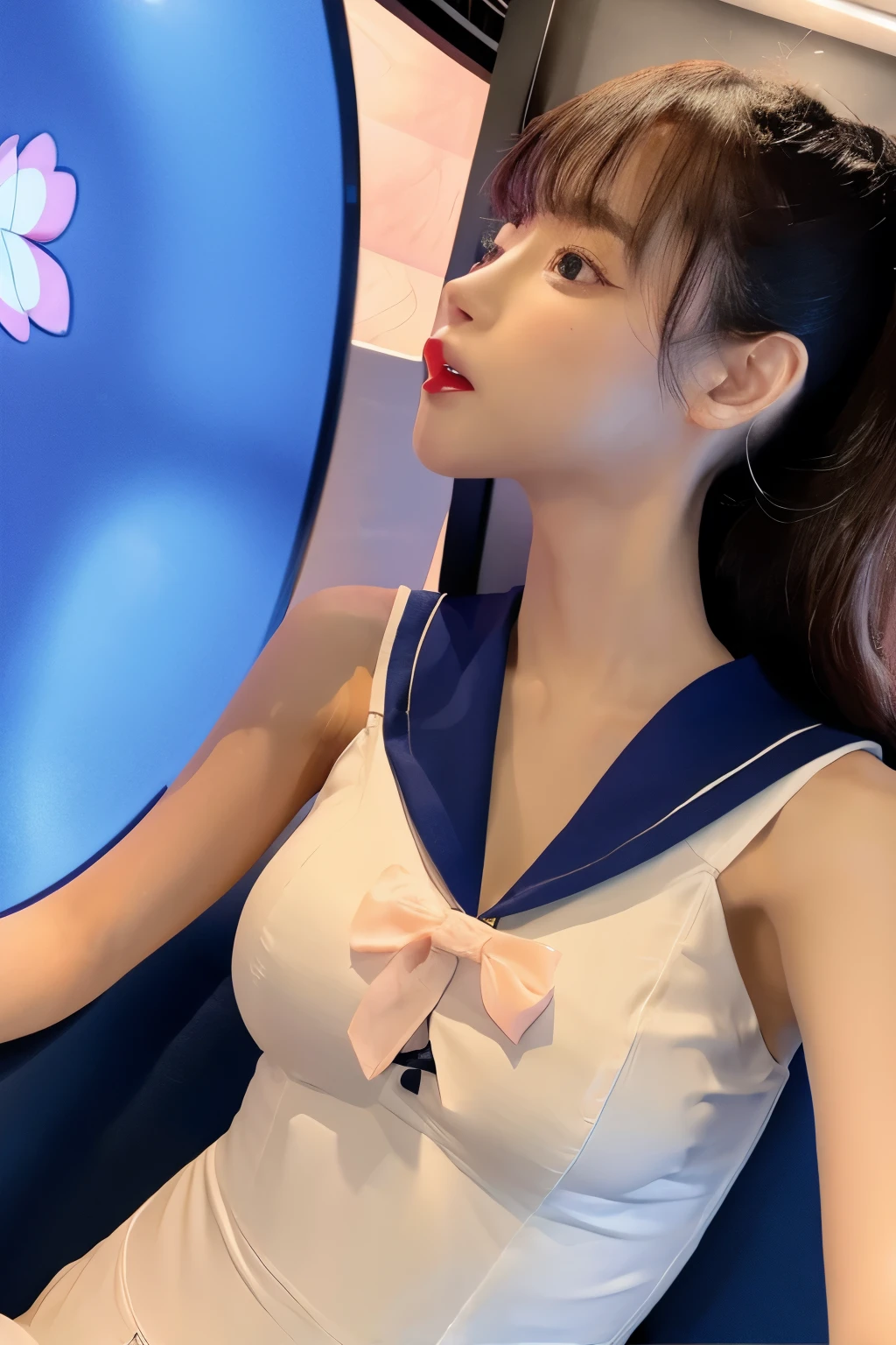 Sailor suit、Big Breasts、Erotic、beautiful girl、tongue出し、tongue