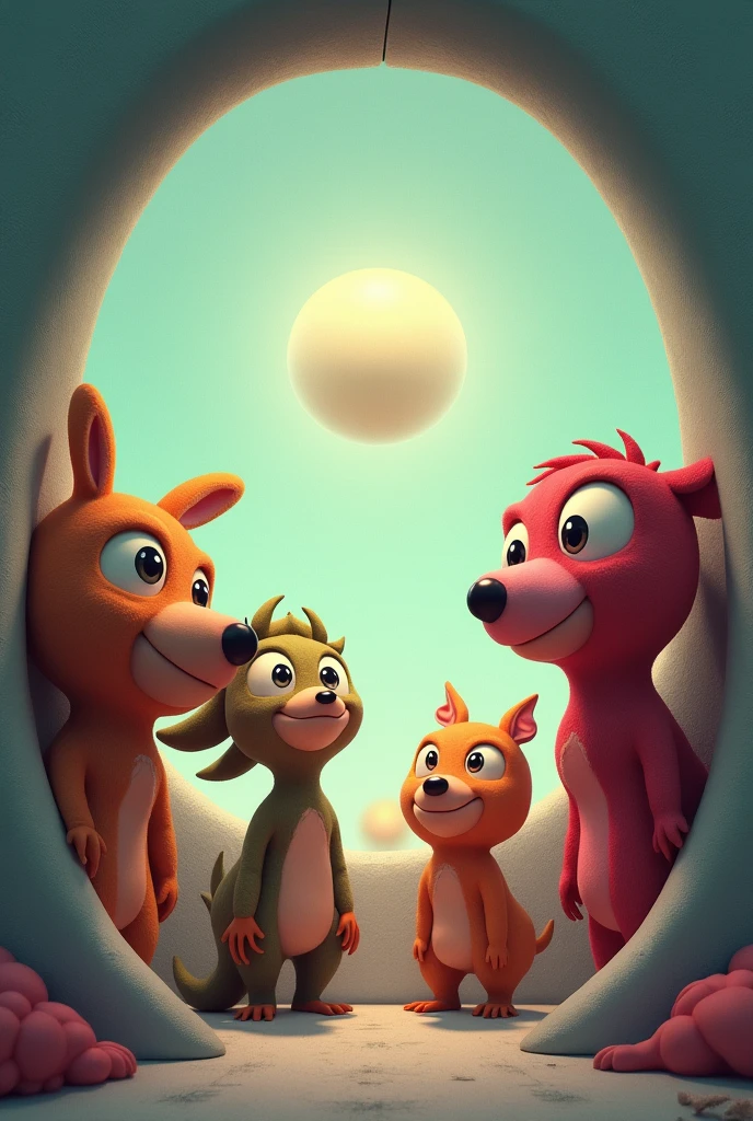 Mascots
Mascots in circles and a small sot in circles and these mascots watching that dot with horny mood
