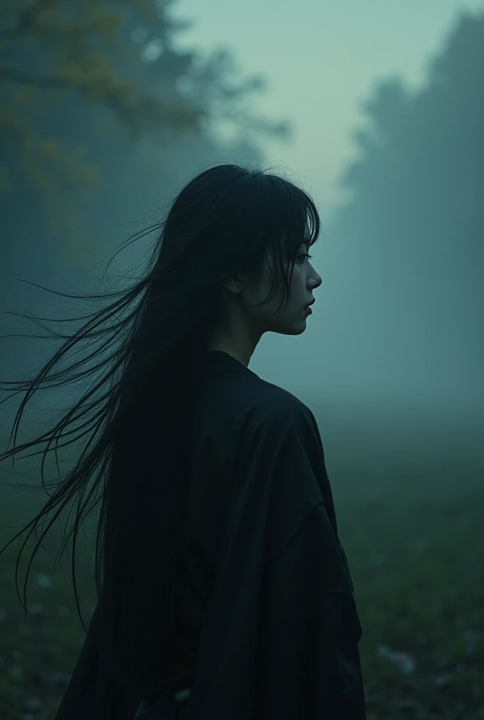 ,There's a bunch of black shadows behind you,long hair,FOG,Wind,night,noon,bamboo,Grass on the ground,Mud on the ground,film grain,,Japanese traditional art,Eastern,cinematic,,ghost of tsushima,handmade,新藝術Wind格,detailed, Sexy, nsfw detailed beauty face,