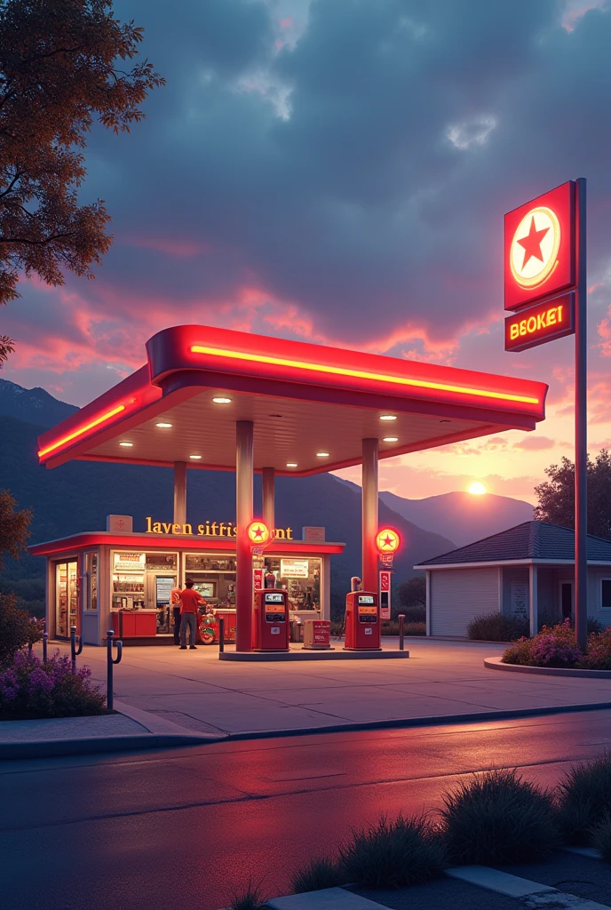 Gas advertising image With being evening 