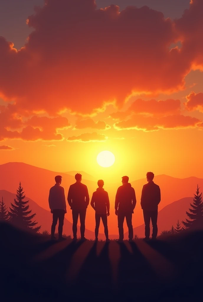 Sunset view image with men standup