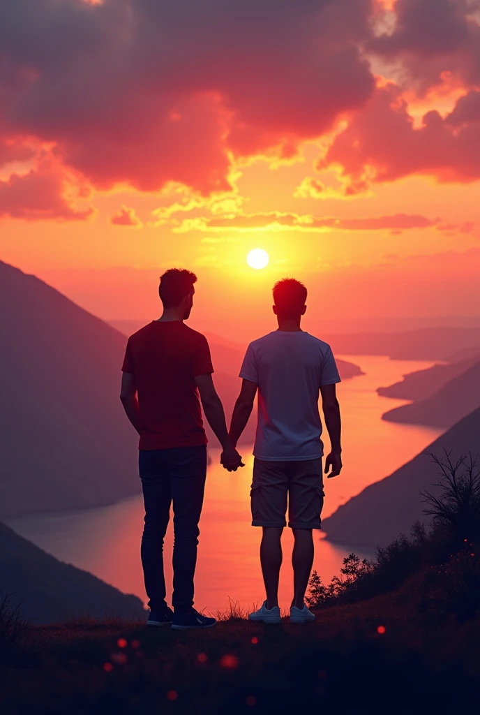 Sunset view image with men standup 1