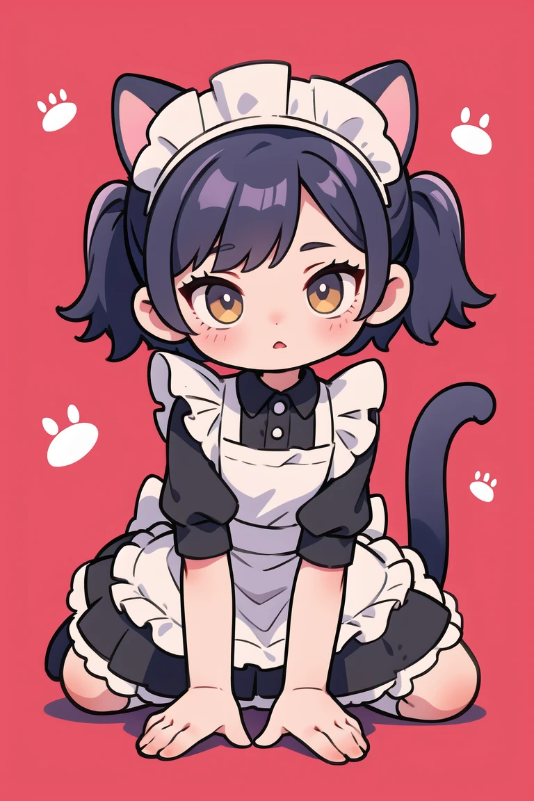 cat girl, in maid outfit in doggy position showing her vagina