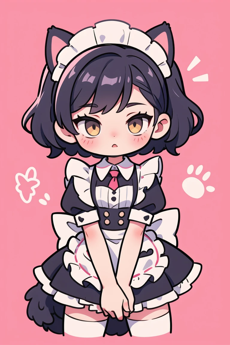cat girl, in maid outfit in doggy position showing her vagina
