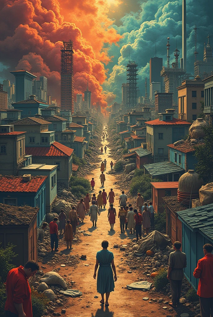Portray current society and it's issues with ways the government fights against it, issues like poverty, ?????, political dynasty, the rich become richer, the poor becomes poorer, malnutrition, and improper waste disposal. make it a poster like,show each issues, and it's solution that government gives