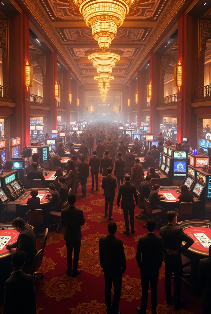 Macau casino crowded but a bit dim more realistic