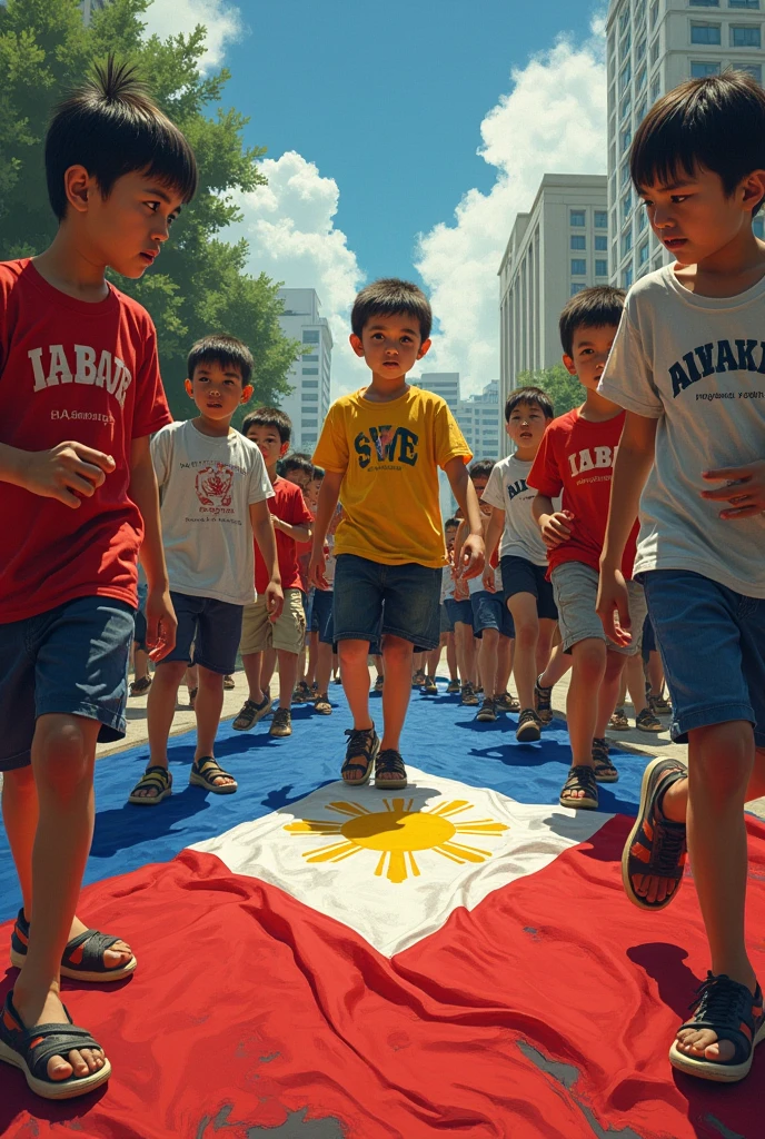 Children who steped the philippine flag