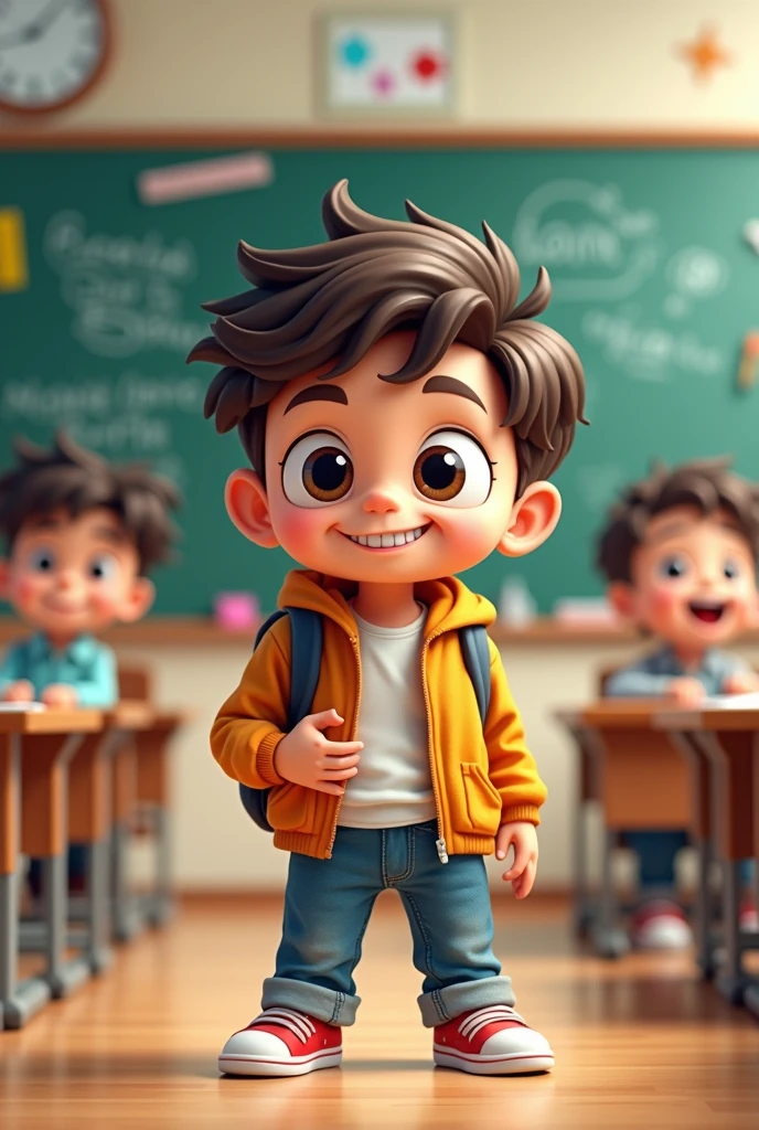 A cartoonist AI image of  student  with the background of students