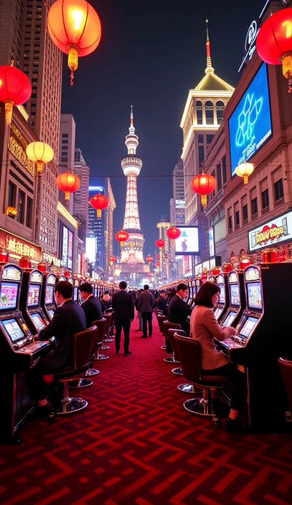 Macau casino crowded but realistic feels like taken from a phone