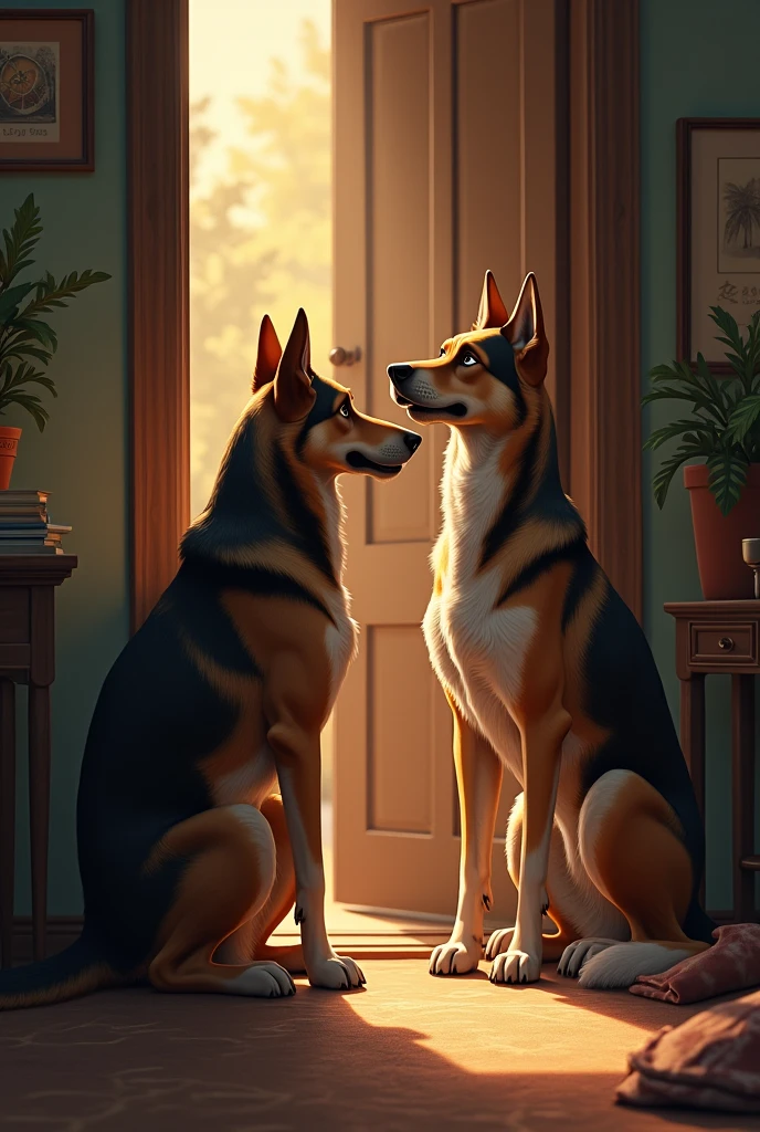 Dogs are watchful, they guard the door,
Protecting you forevermore.
They’ll sit beside you, close and near,
Their love for you is crystal clear.