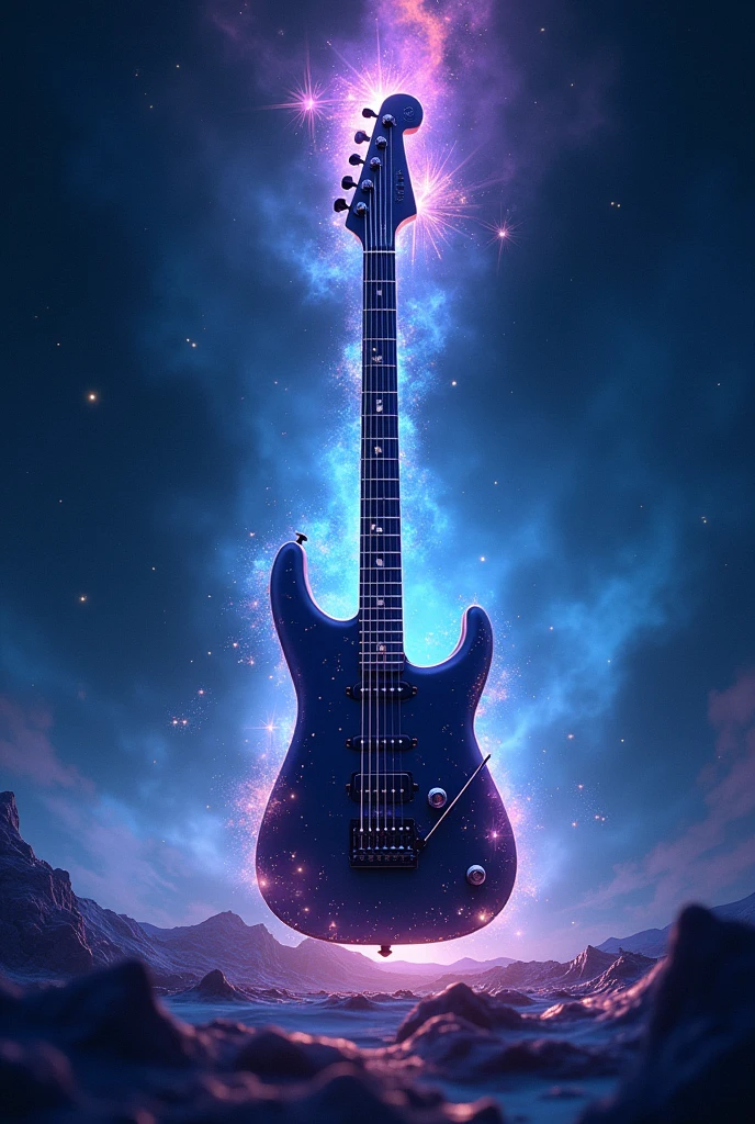 "Create a captivating profile image for a YouTube channel named 'cosmic_chill_beats'. The design should feature a cosmic theme with elements of musical instruments, such as a stylized guitar or synthesizer, blending seamlessly with a starry or nebula-like background. The overall look should be sleek, modern, and evoke a chill, ambient vibe that aligns with the channel's name."