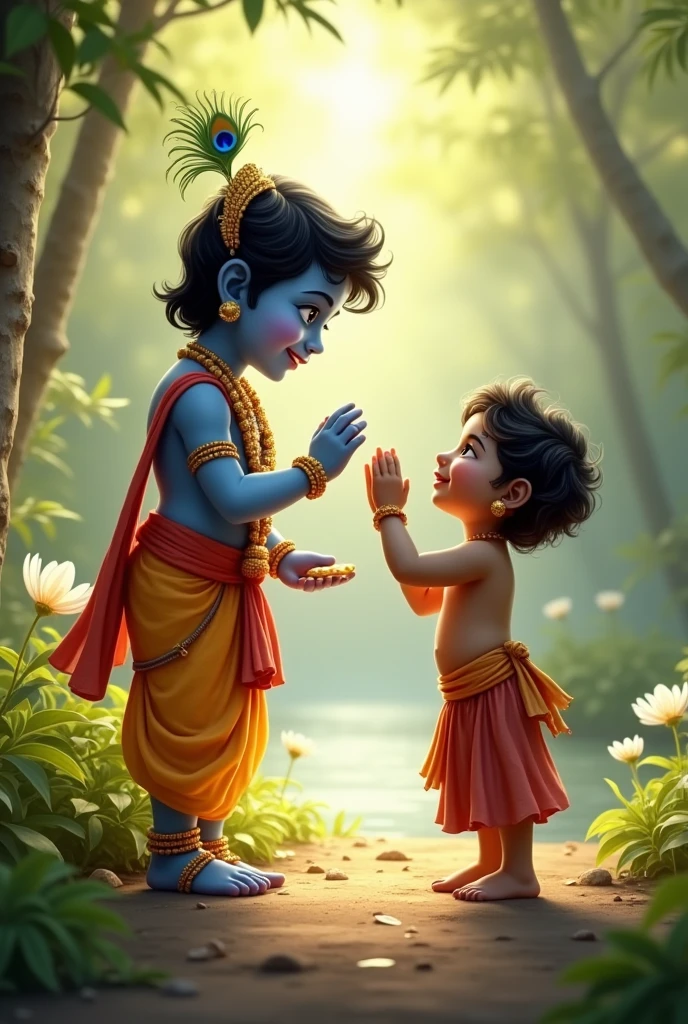 Baby krishna playing with sudama
