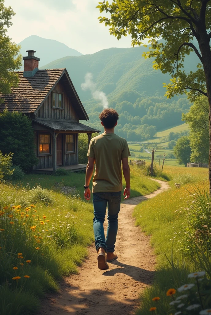 A 20 years old college boy back to his cottage