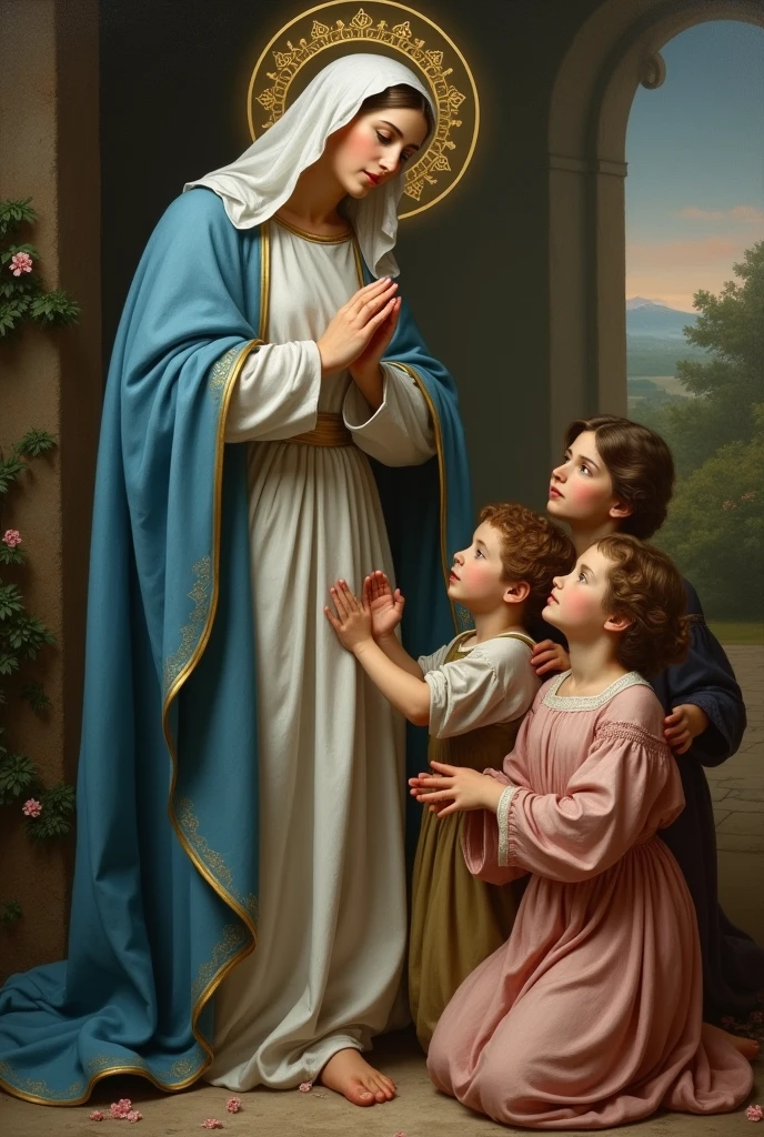 Saint Mary Mother of God blessing a family