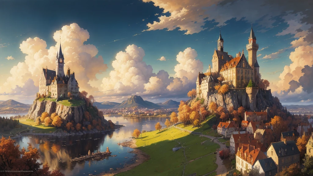 dreamlikeart absurdres highres masterpiece best quality
Alois Arnegger Antoine Blanchard
town castle forest sea sky clouds