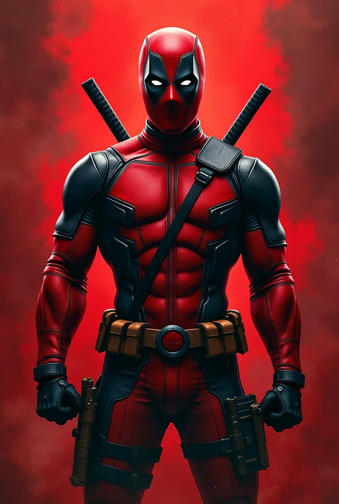 Deadpool with moment with blood background without gun