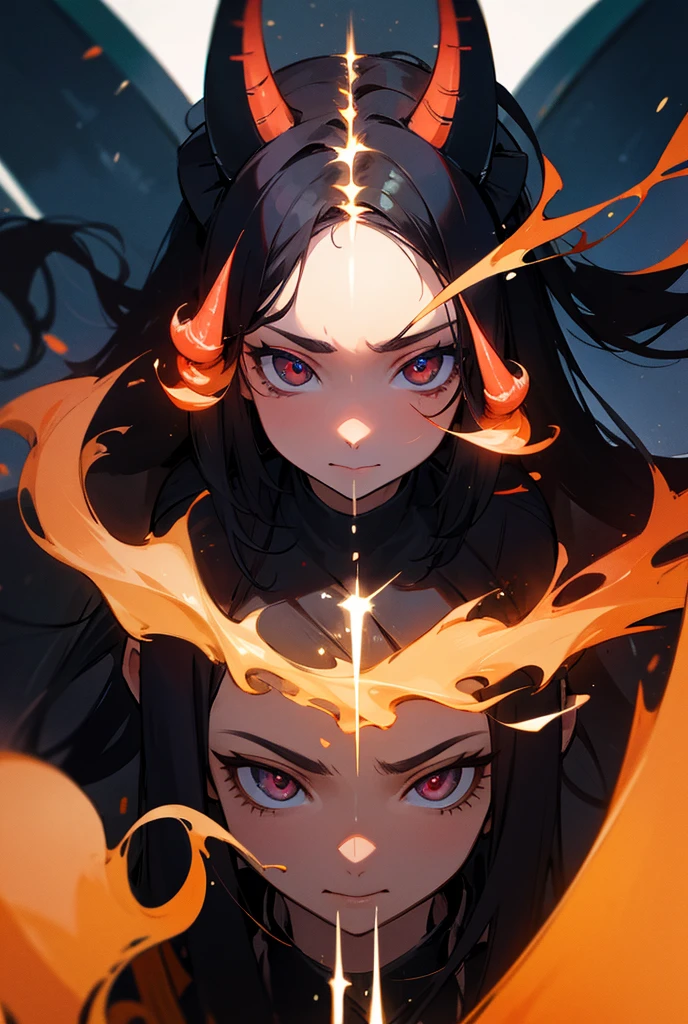One person, tooth, Overlooking, Character portrait, Horns of the beast, Long Hair, Black Hair,