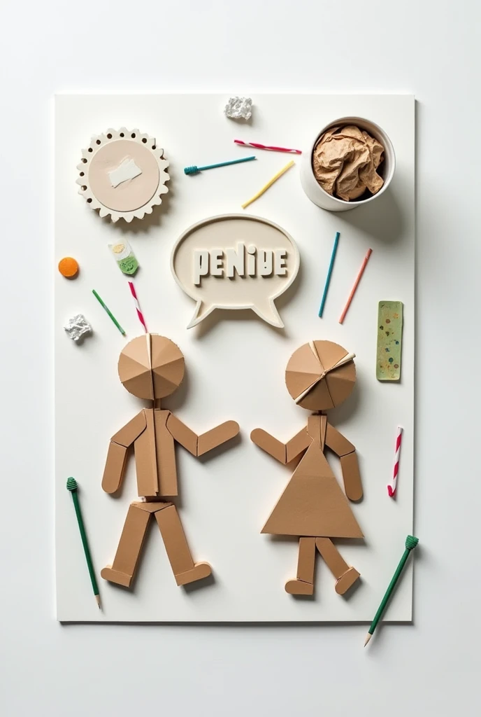 A COMMUNICATION MODEL 3D using recyclable materials suchs as paper, cups, straw, stick, etc in a 1/4 illustration board. the key points of an communication model aswell like sender, message, noise, etc.