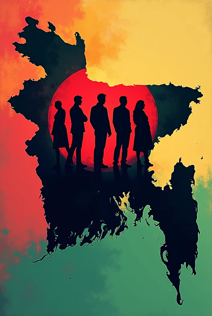 Red and Green Bangladesh map with people Unity