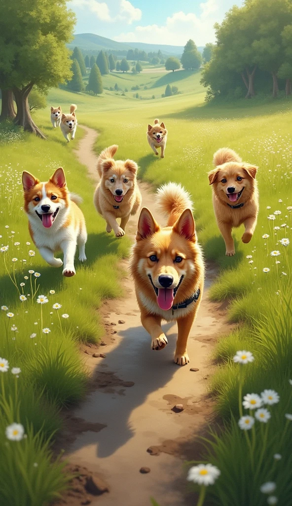 Dogs love to run through fields and parks,
Chasing sticks, and leaving marks.
They splash in puddles, roll in dirt,
With wagging tails and joyful spurts.