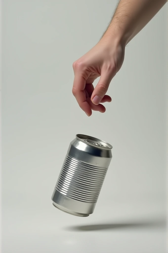 dropping a can from top with hand