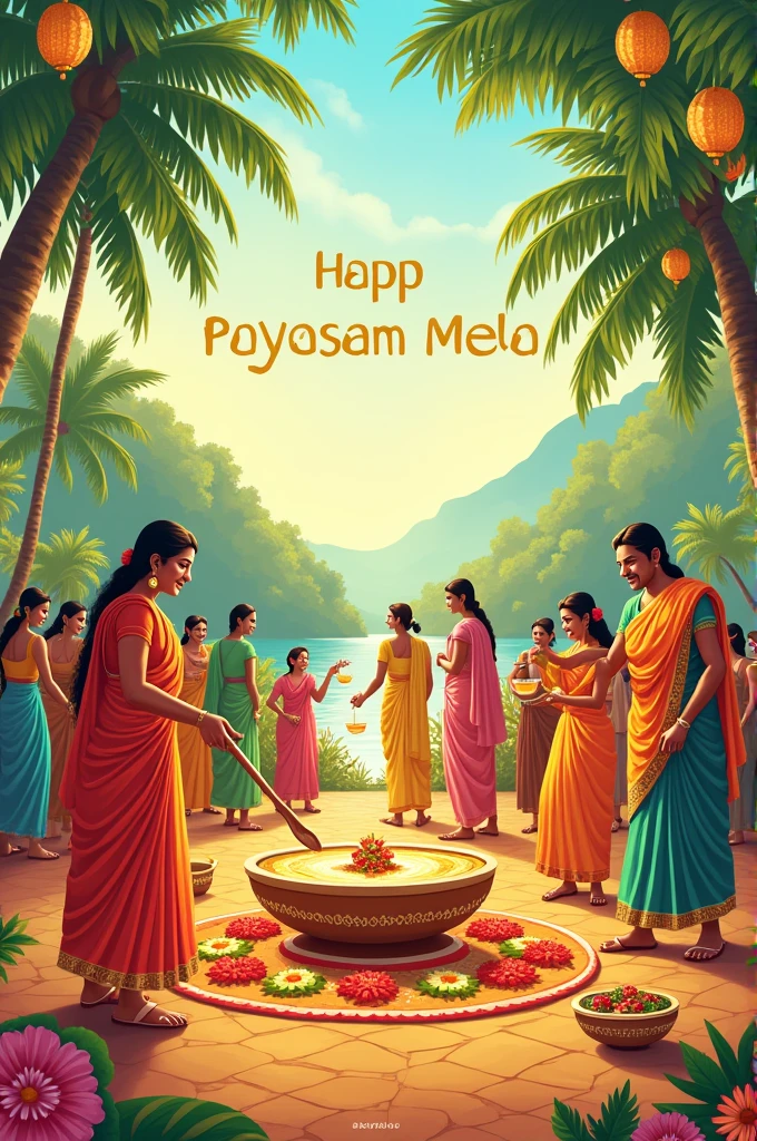 Creat a poster for payasam mela with onam picture and payasam picture 
