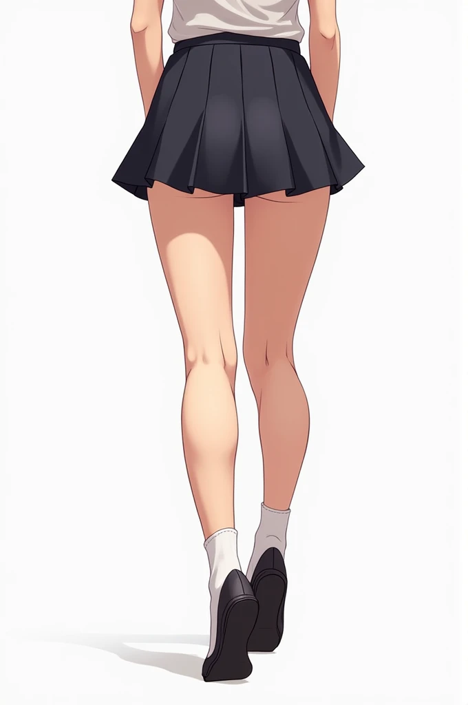 Draw a girl in high school wearing a short skirt (Panties view)