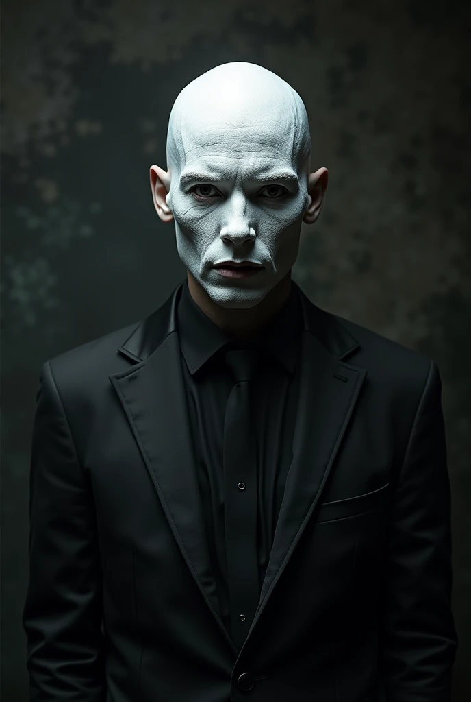 Man with full face white paint with Gothic art
