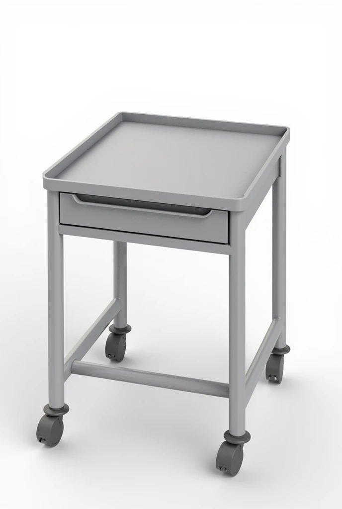 Hospital bed table with caster wheels and drawer