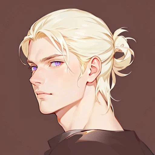 ((masterpiece)), (((best quality))), prince, portrait, 1 male, very pale white skin, blonde hair, straight hair, bun, handsome man, strong masculine features, pale purple eyes, detailed face, highest quality, highly detailed, original, high resolution CG Unit 8k wallpaper, (best quality, artwork, masterpiece, 4k)