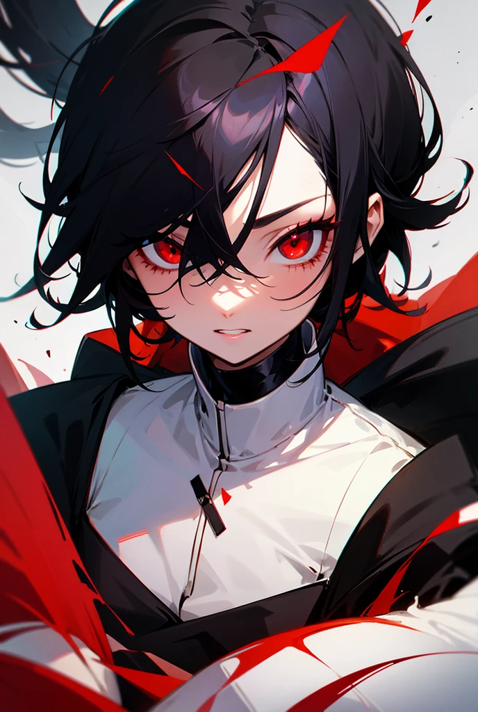 Black Hair, Red eyes, Character portrait, Overlooking,tooth, 