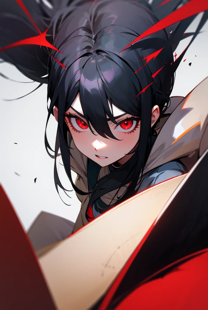 Black Hair, Red eyes, Character portrait, Overlooking,tooth,