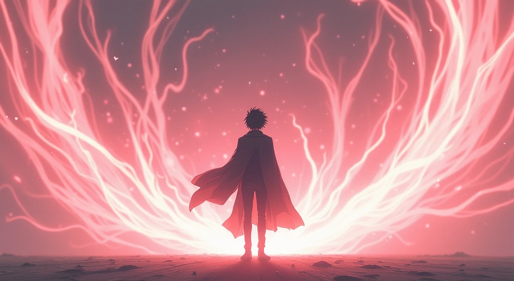 (Best Quality), (masterpiece). Aura of Enhanced Instincts of Observation Haki in Anime Style, with a simple black silhouette of a person in the center. With a black background.