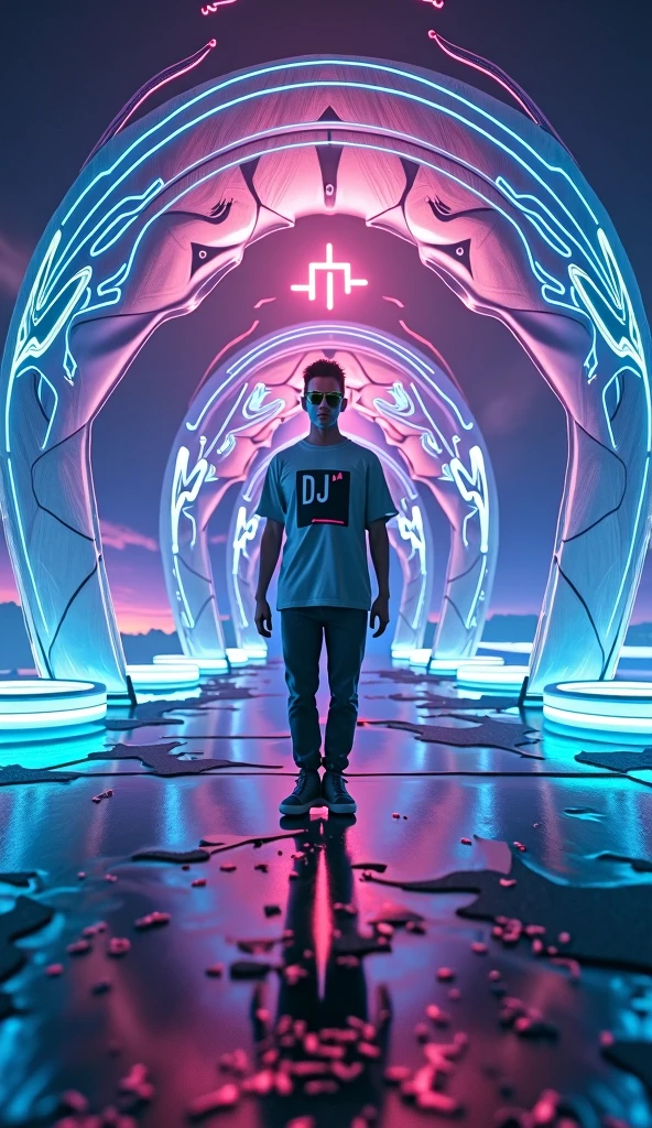 A "SoundSphereTunes" dome with sunglasses and a t-shirt that says DJ