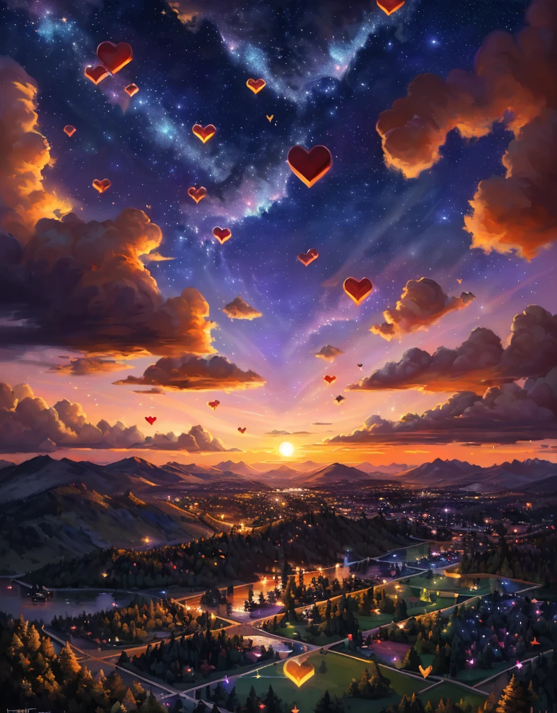 (absurd res), ((ultra high resolution)), (((masterpiece quality))), ((isometric view)), ((breathtaking painstakingly detailed background)), ((impressive lighting)), ((sunset clouds)), ((floating hearts)), ((sparkles)), confetti, sunlight, ⫷|⫸ foxovh, sligarthetiger, cumbread, gammainks, seibear, lollipopcon, dizzyknight, greasymojo, xpray, roly, honovy, taran fiddler, kenket, riendonut, Bayard Wu, Thomas Benjamin Kennington, Duase, ⫷|⫸ ((((((look how beautiful the sky is tonight.)))))), (a sky so damn beautiful it will make me cry:1.4),