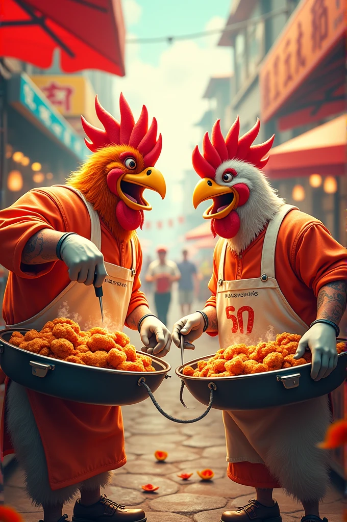 Creat a poster for chicken stall VS CHICKEN STALL with name 